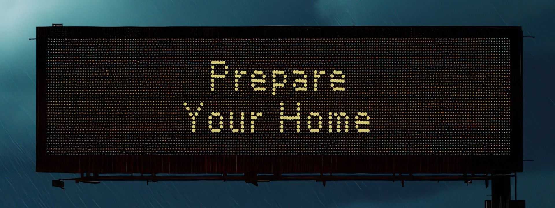 Overhead Texas digital road sign that says Prepare Your Home